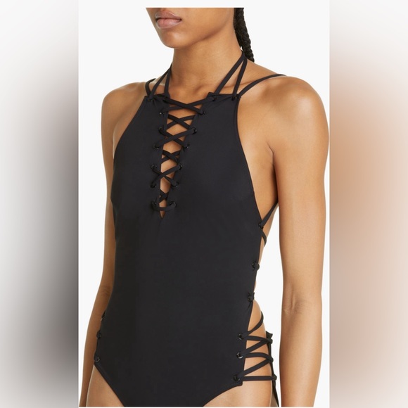 Balenciaga Laced Up One-Piece Swimsuit, Black, Medium, $650 - Picture 4 of 14